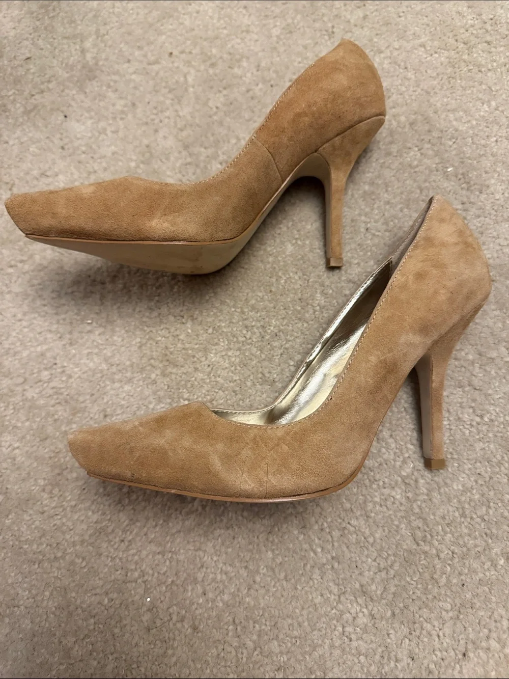 bebe Suede Pointed-Toe Pumps in Tan